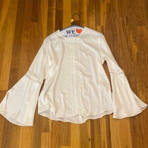 Daniela Corte Women’s White Silk Bell Sleeve Blouse Size 42